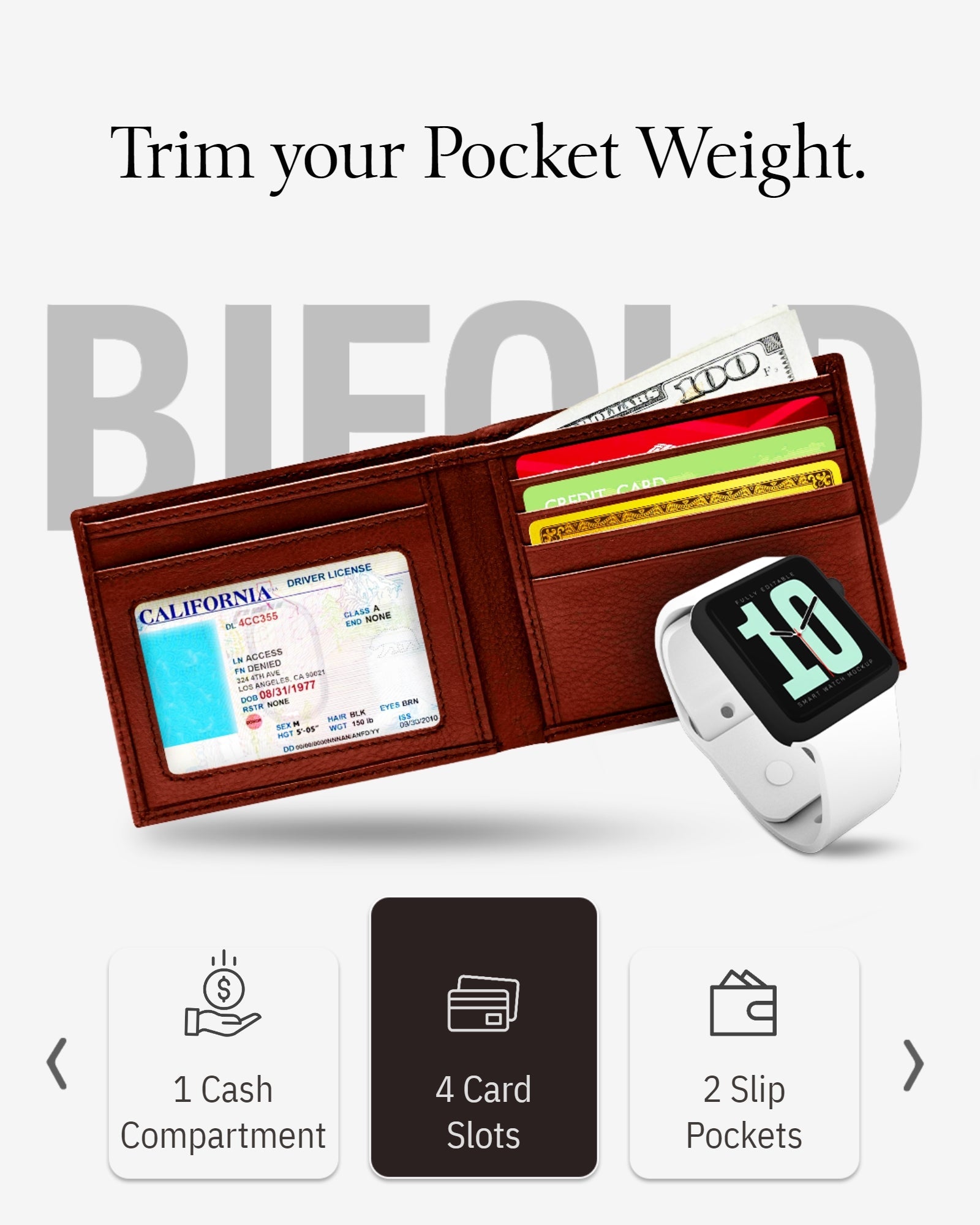 Slim Bifold Wallet With ID Window - P's One-Stop Shop 
