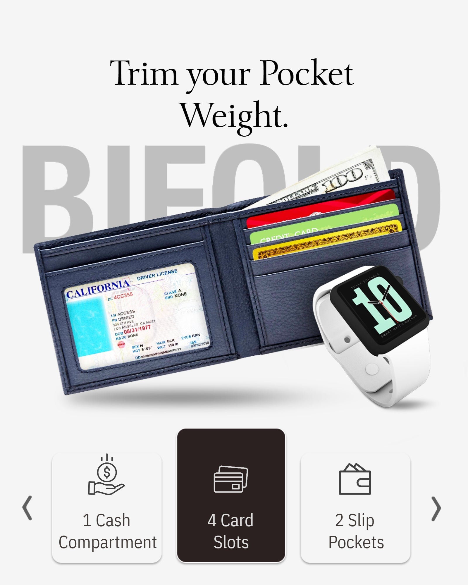 Slim Bifold Wallet With ID Window - P's One-Stop Shop 