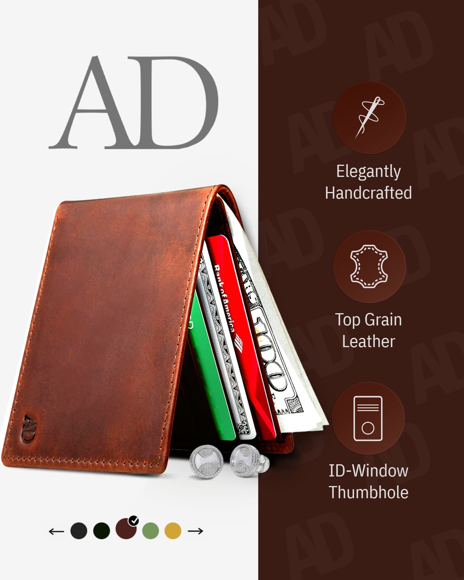Slim Bifold Wallet With ID Window - P's One-Stop Shop 