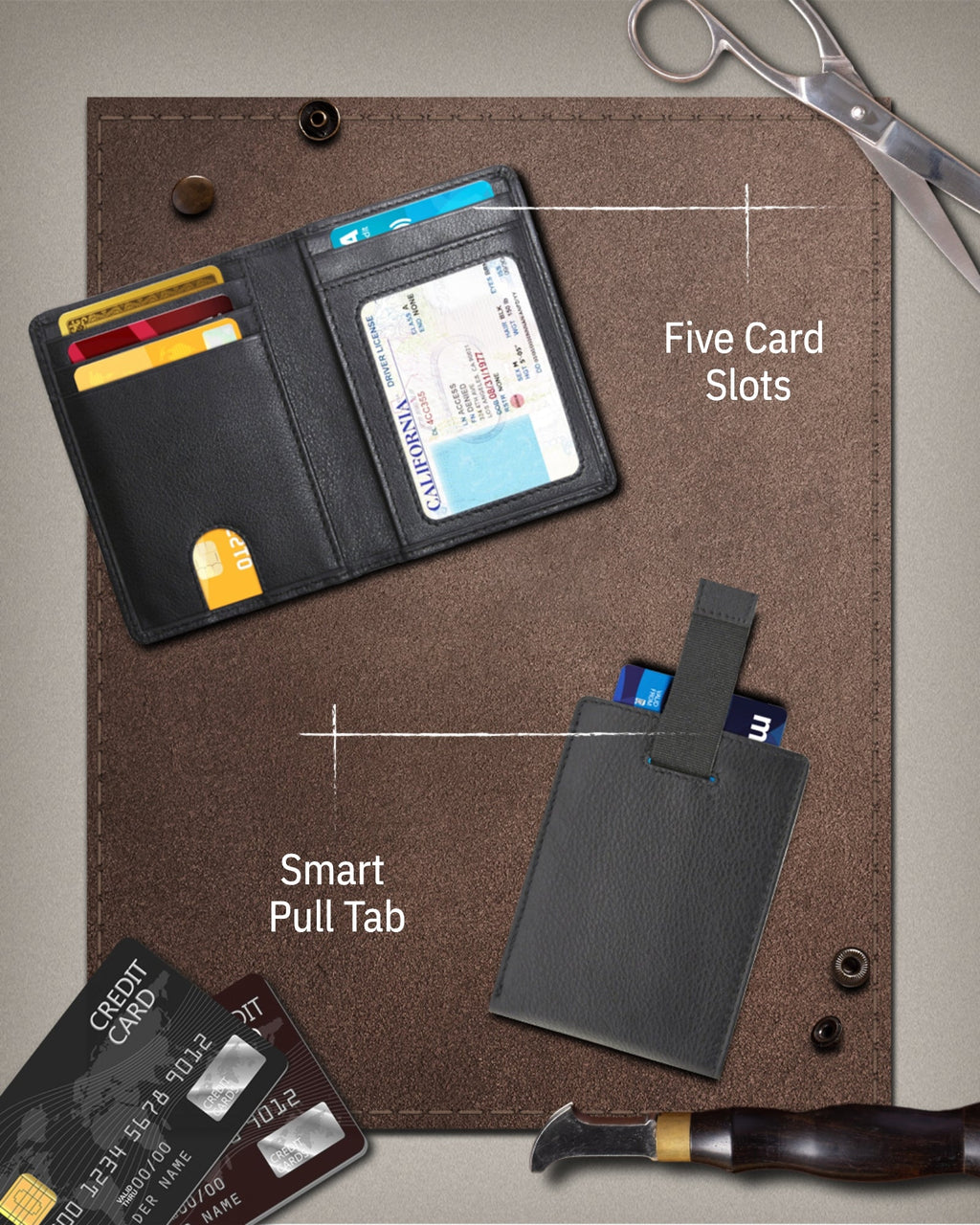 Slim Bifold Wallet With Pull Strap - P's One-Stop Shop 