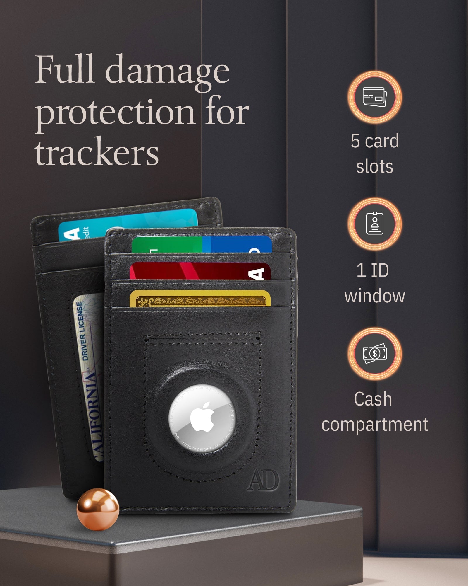 Slim Card Holder With Air Tag Holder - P's One-Stop Shop 