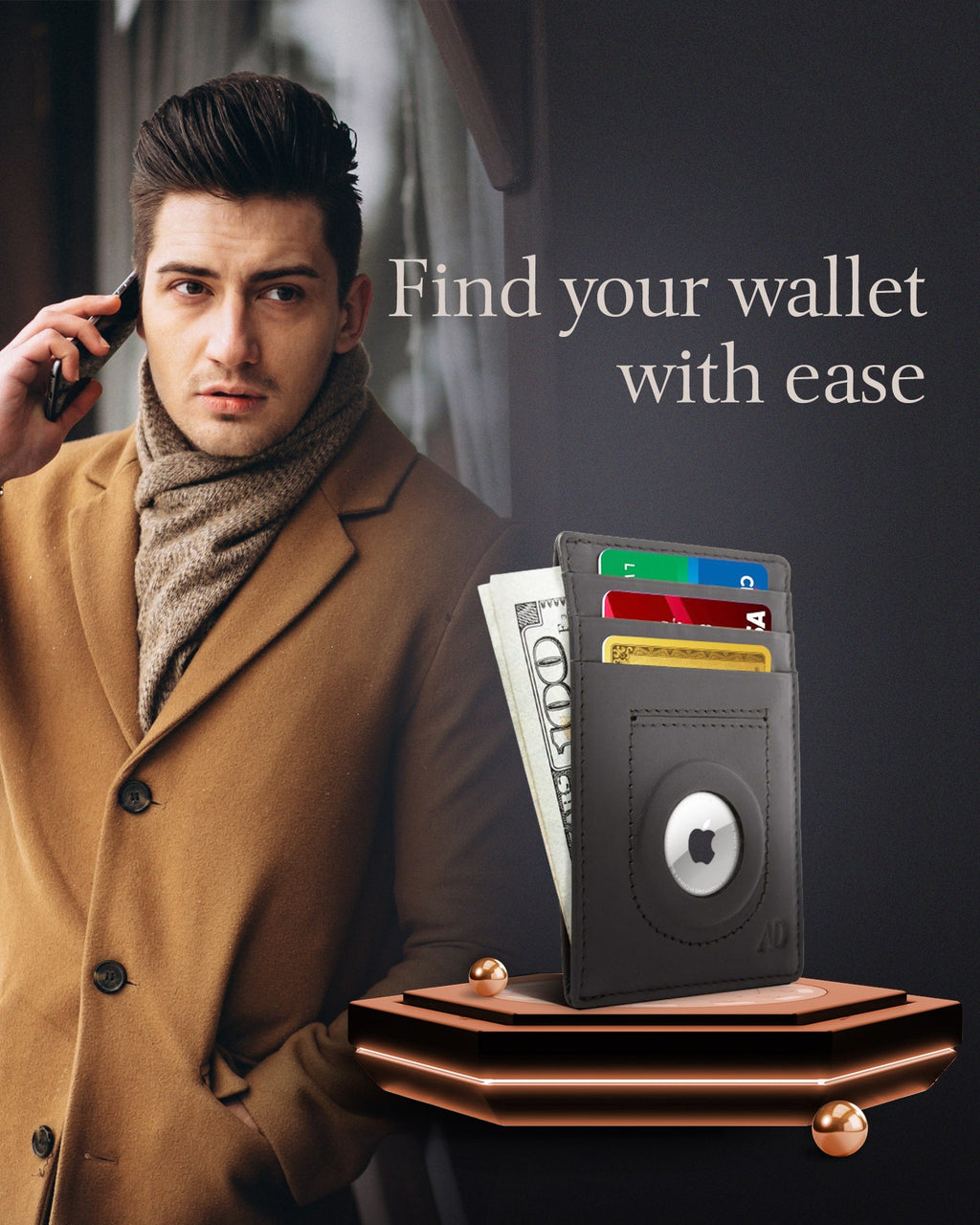 Slim Card Holder With Air Tag Holder - P's One-Stop Shop 