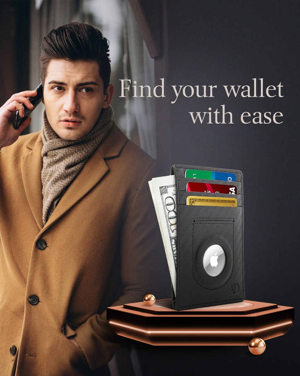 Slim Card Holder With Air Tag Holder - P's One-Stop Shop 