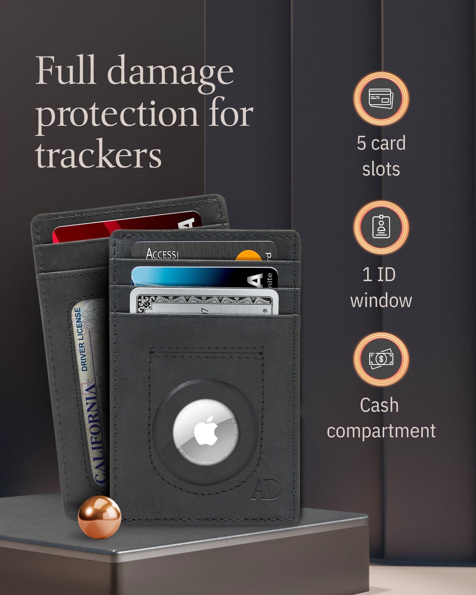 Slim Card Holder With Air Tag Holder - P's One-Stop Shop 
