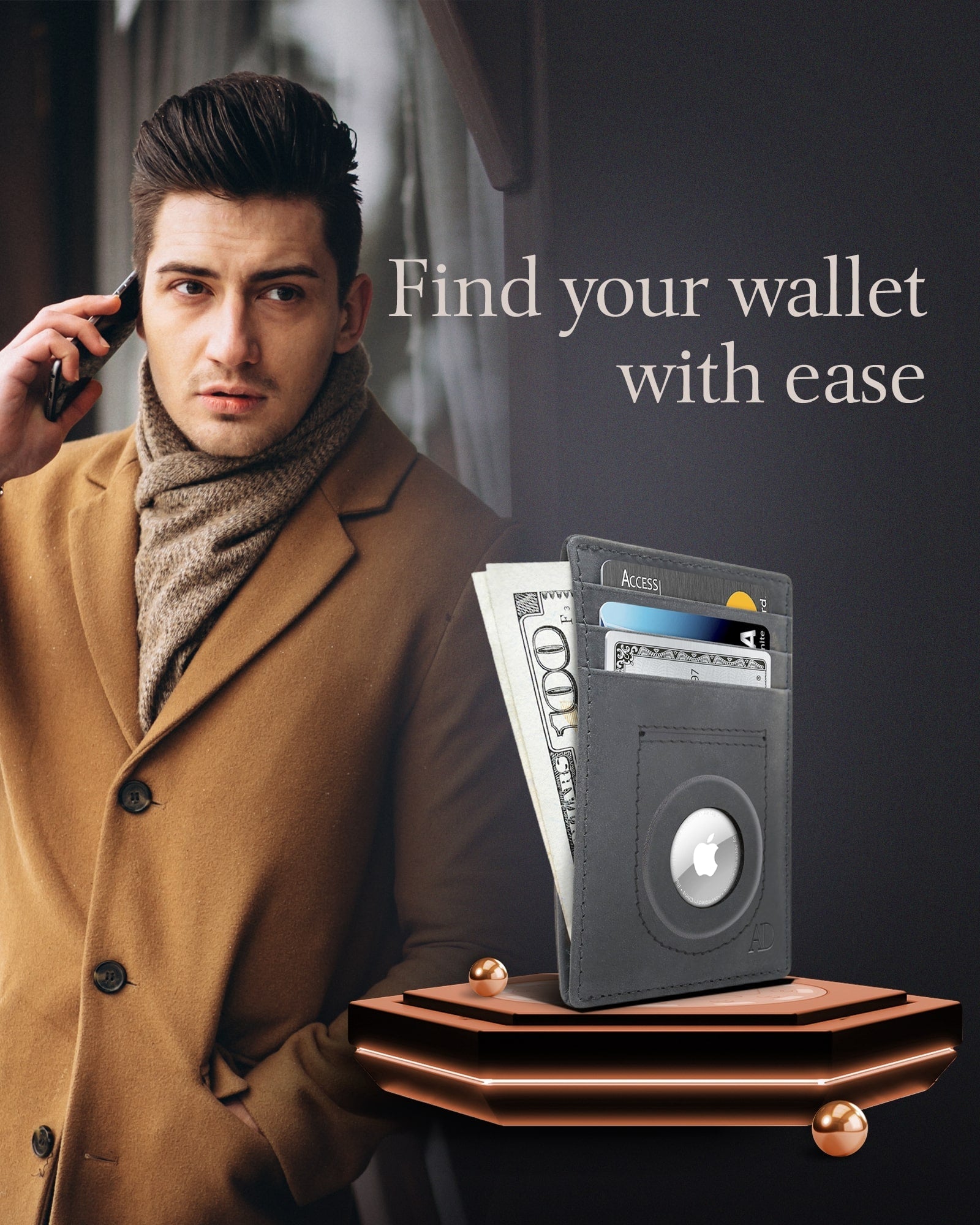 Slim Card Holder With Air Tag Holder - P's One-Stop Shop 