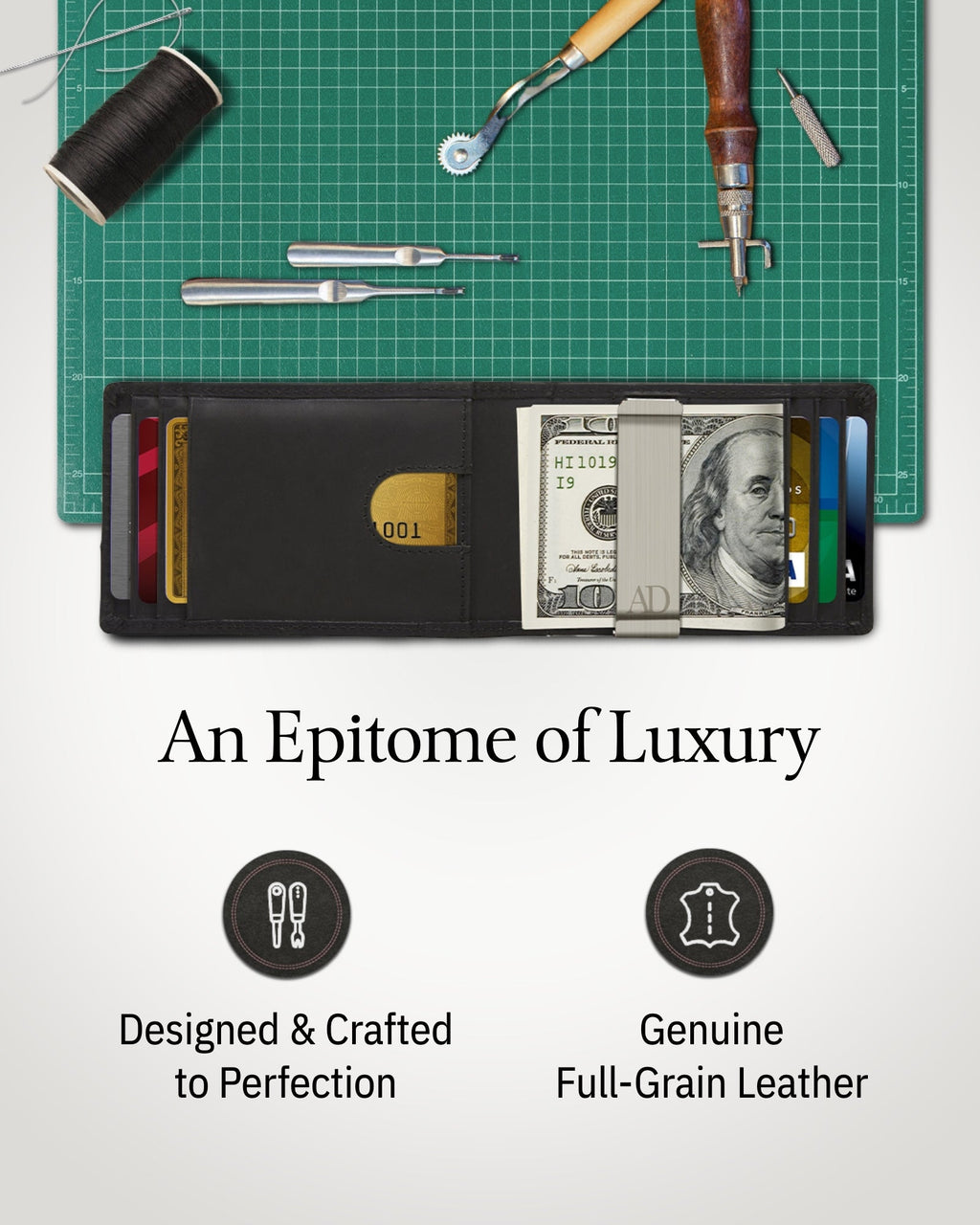 Slim Money Clip Bifold Wallet - P's One-Stop Shop 