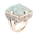 Square Statement Blue Turquoise Golden Ring - P's One-Stop Shop 
