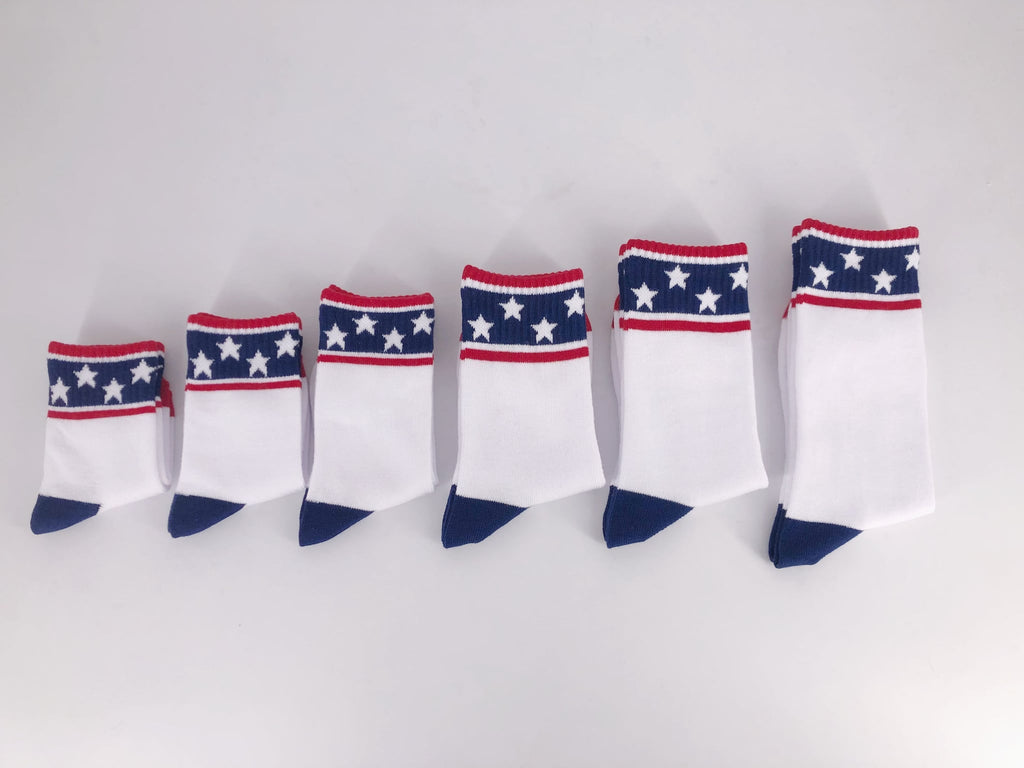 Stars and Stripes 4th of July Socks - Infant, Toddler, Youth & Adult Sizes - P's One-Stop Shop 