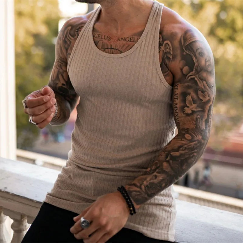 StriveFit Men's Stripe Gym Tank - Summer 2026 - P's One-Stop Shop 