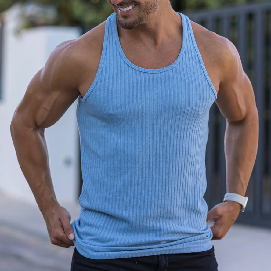 StriveFit Men's Stripe Gym Tank - Summer 2026 - P's One-Stop Shop 