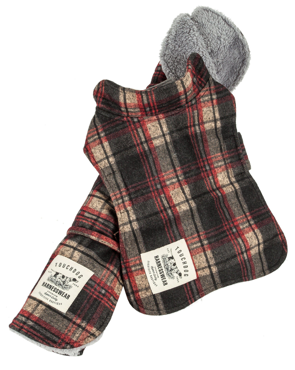 Touchdog ® 2-In-1 Tartan Plaid Dog Jacket and Matching Reversible Dog Mat - P's One-Stop Shop 