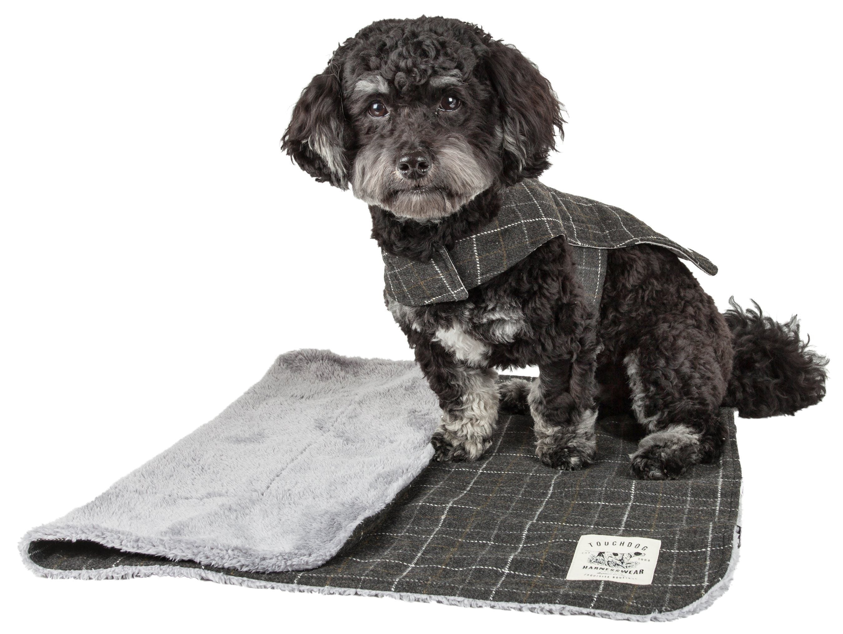 Touchdog ® 2-In-1 Windowpane Plaid Dog Jacket and Matching Reversible Dog Mat - P's One-Stop Shop 