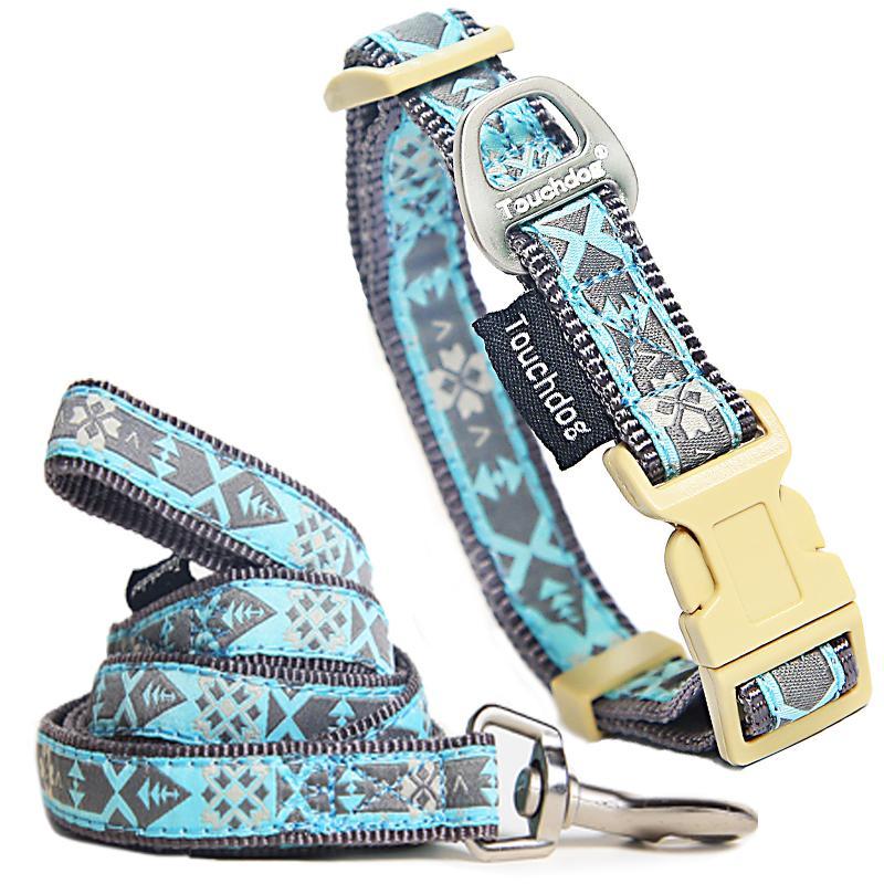 Touchdog 'Shape Patterned' Tough Stitched Embroidered Collar and Leash - P's One-Stop Shop 