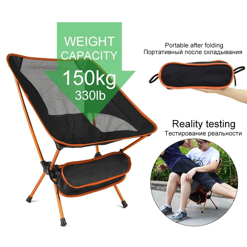 Travel Ultralight Folding Chair Superhard High Load Outdoor Camping Chair Portable Beach Hiking Picnic Seat Fishing Tools Chair - P's One-Stop Shop 