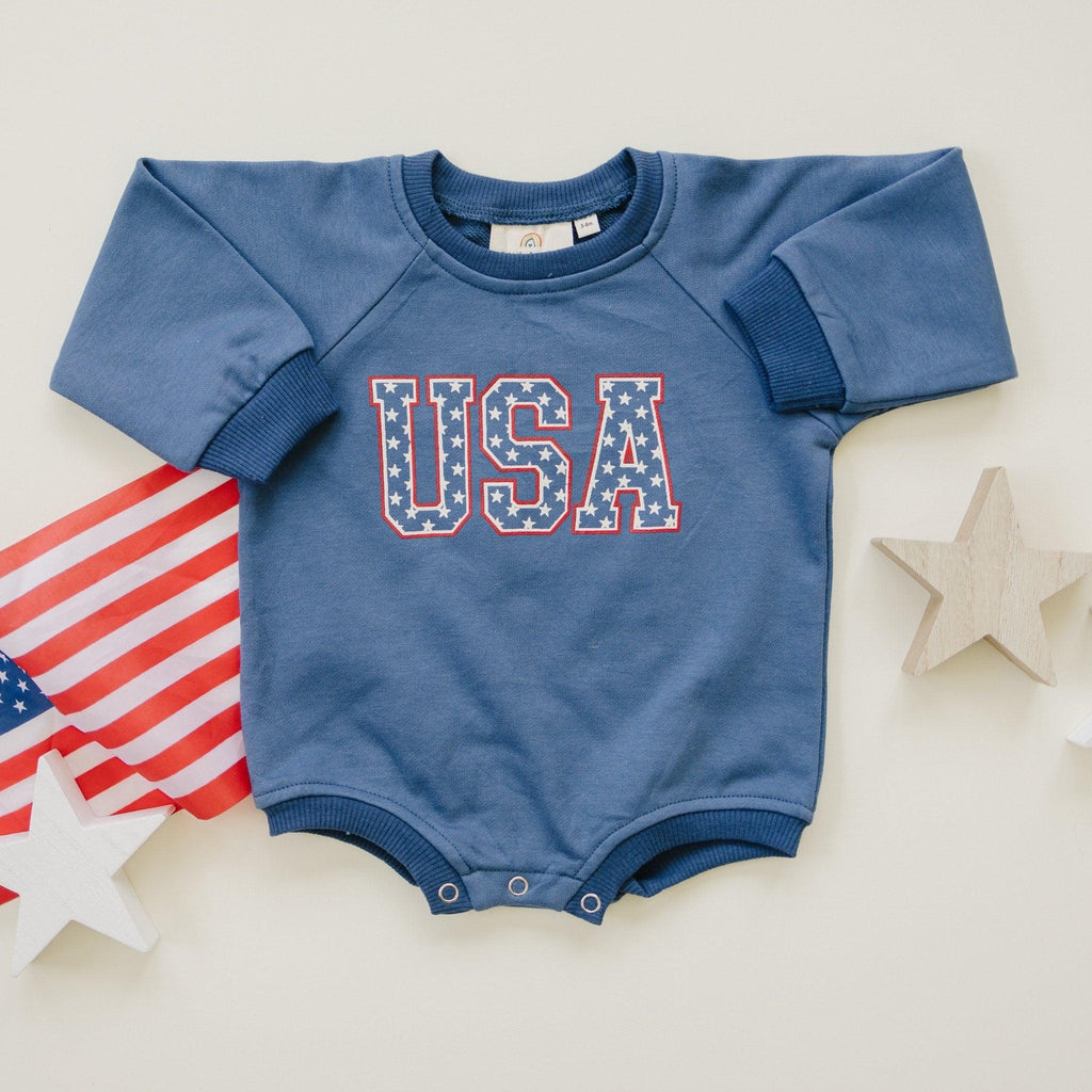 USA Stars Sweatshirt Romper - P's One-Stop Shop 