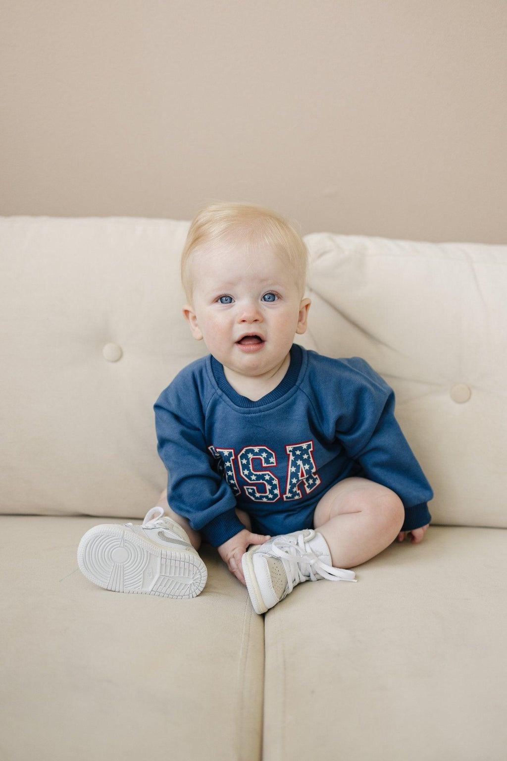 USA Stars Sweatshirt Romper - P's One-Stop Shop 