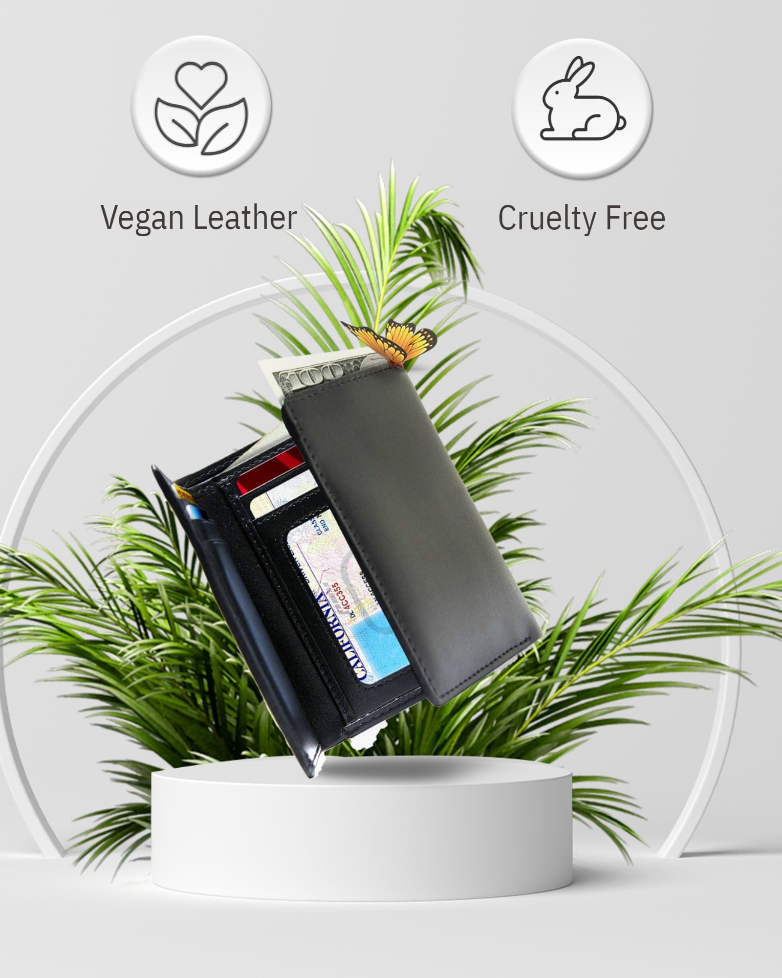 Vegan Trifold Wallet With ID Window - P's One-Stop Shop 
