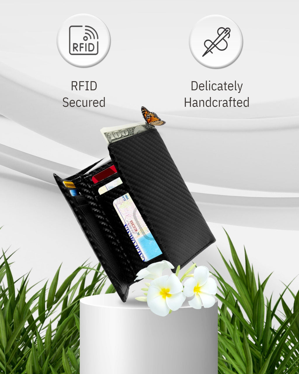 Vegan Trifold Wallet With ID Window - P's One-Stop Shop 