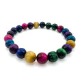 Vibrant Summer Multi-Color Tiger's Eye Stretch Bracelet 6.75 Inch - P's One-Stop Shop 