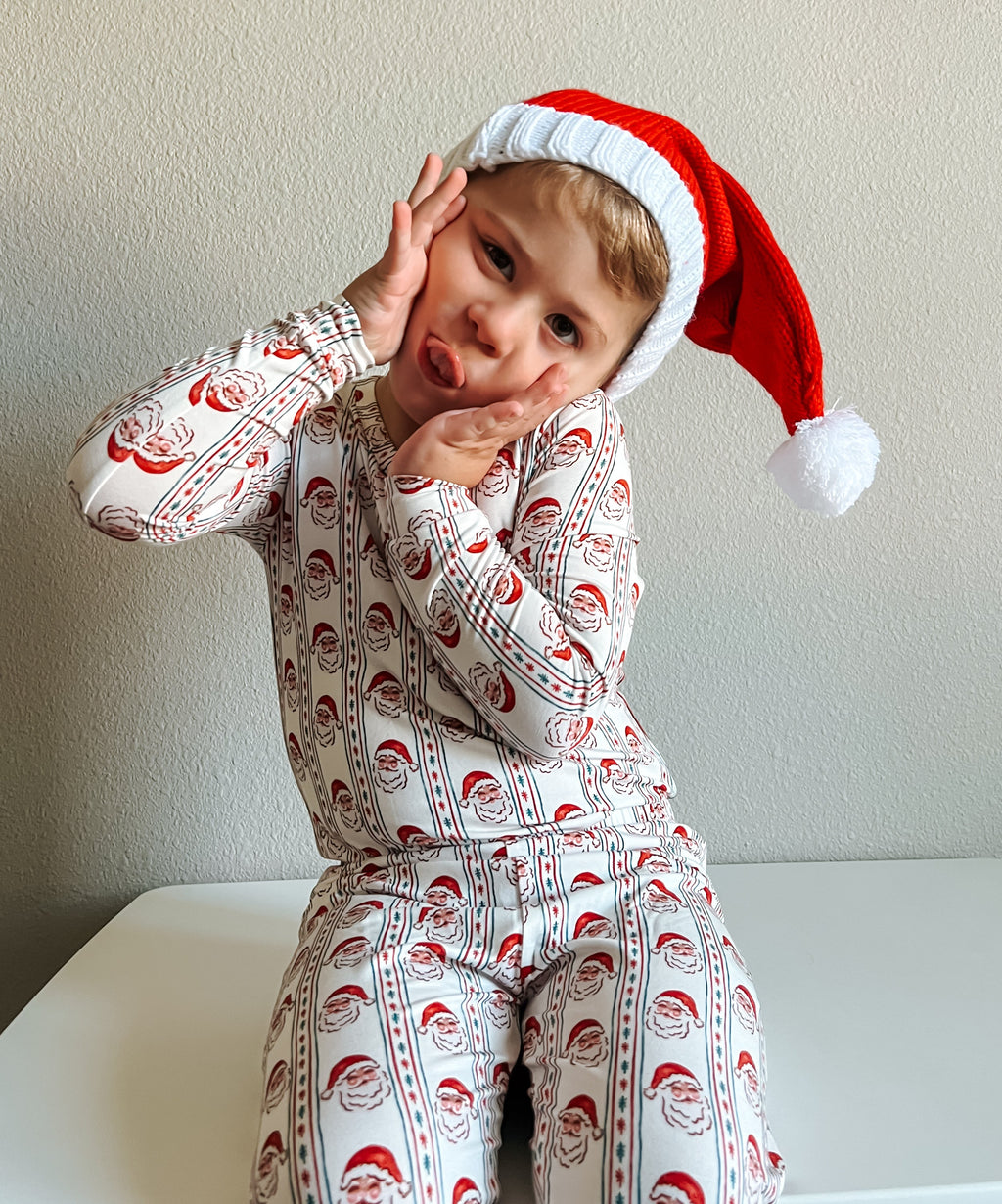 Vintage Santa Bamboo Christmas Pajamas - 2pc Set - P's One-Stop Shop 