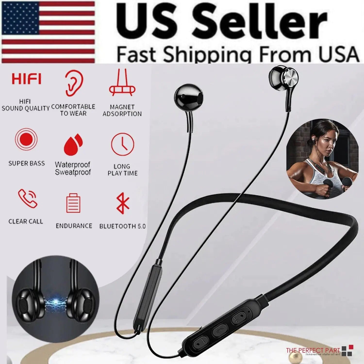 Waterproof Bluetooth 5.0 Earbuds Stereo Sport Wireless Headphones in Ear Headset - P's One-Stop Shop 