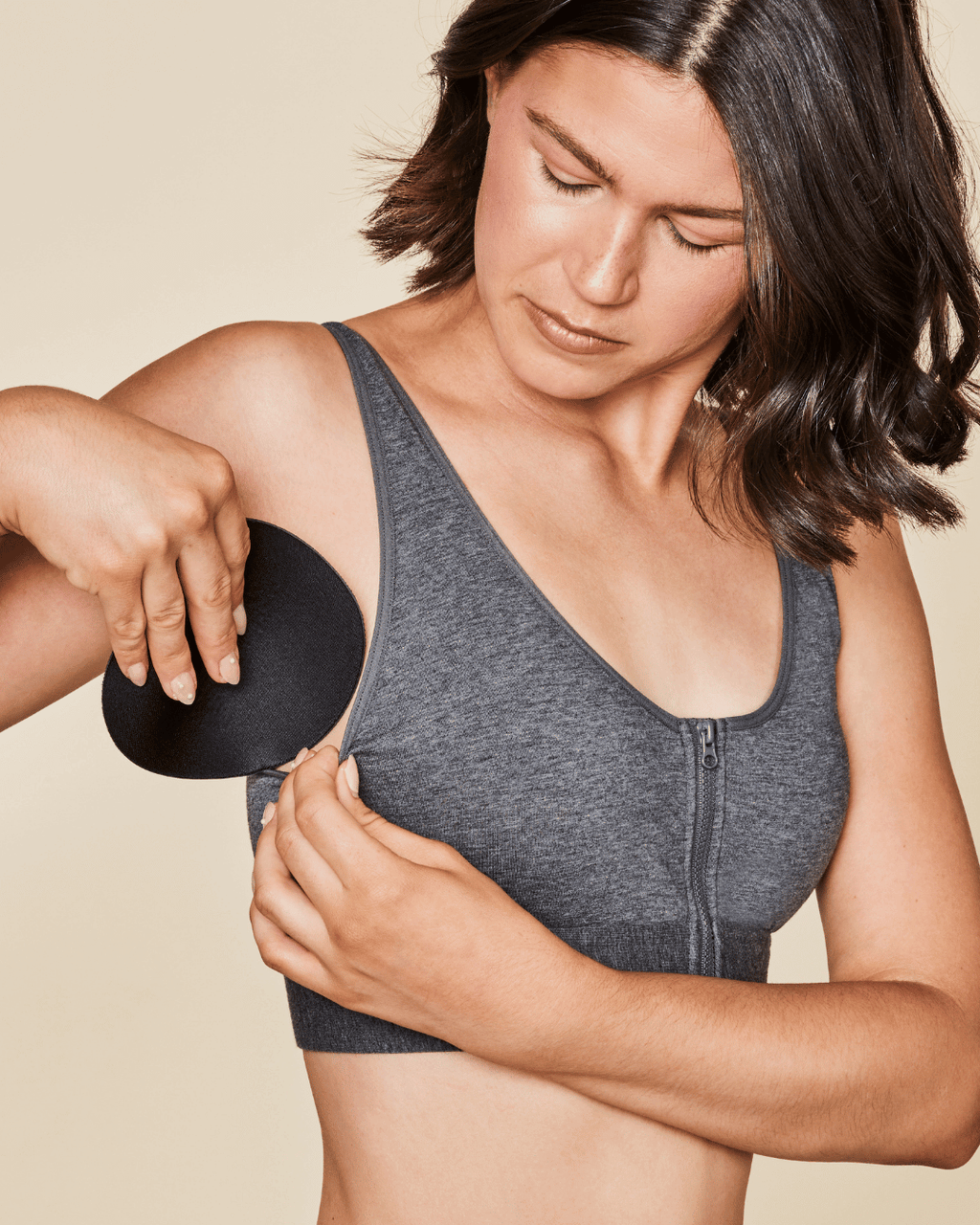 Wilderness Front‑Closure Cotton Bralette - Grey - P's One-Stop Shop 