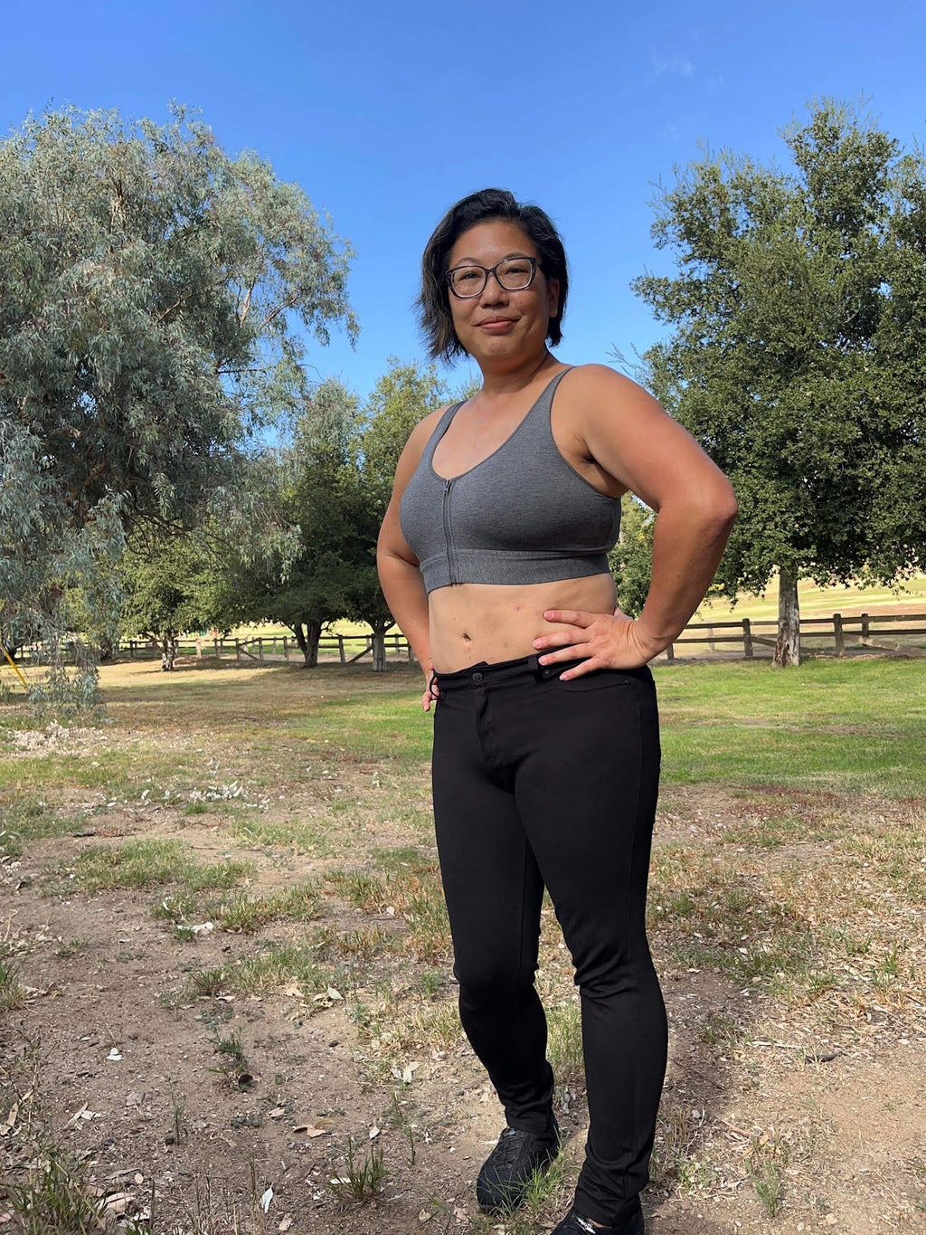 Wilderness Front‑Closure Cotton Bralette - Grey - P's One-Stop Shop 