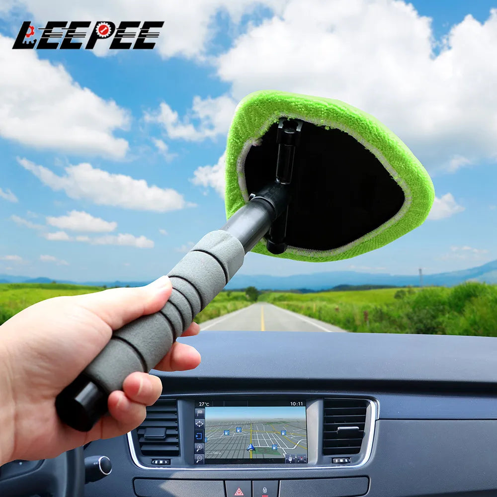 Window Scraping Mist Eliminator Microfiber Car Window Cleaner Telescopic Window Glass Cleaner Car Windshield Cleaning Brush - P's One-Stop Shop 