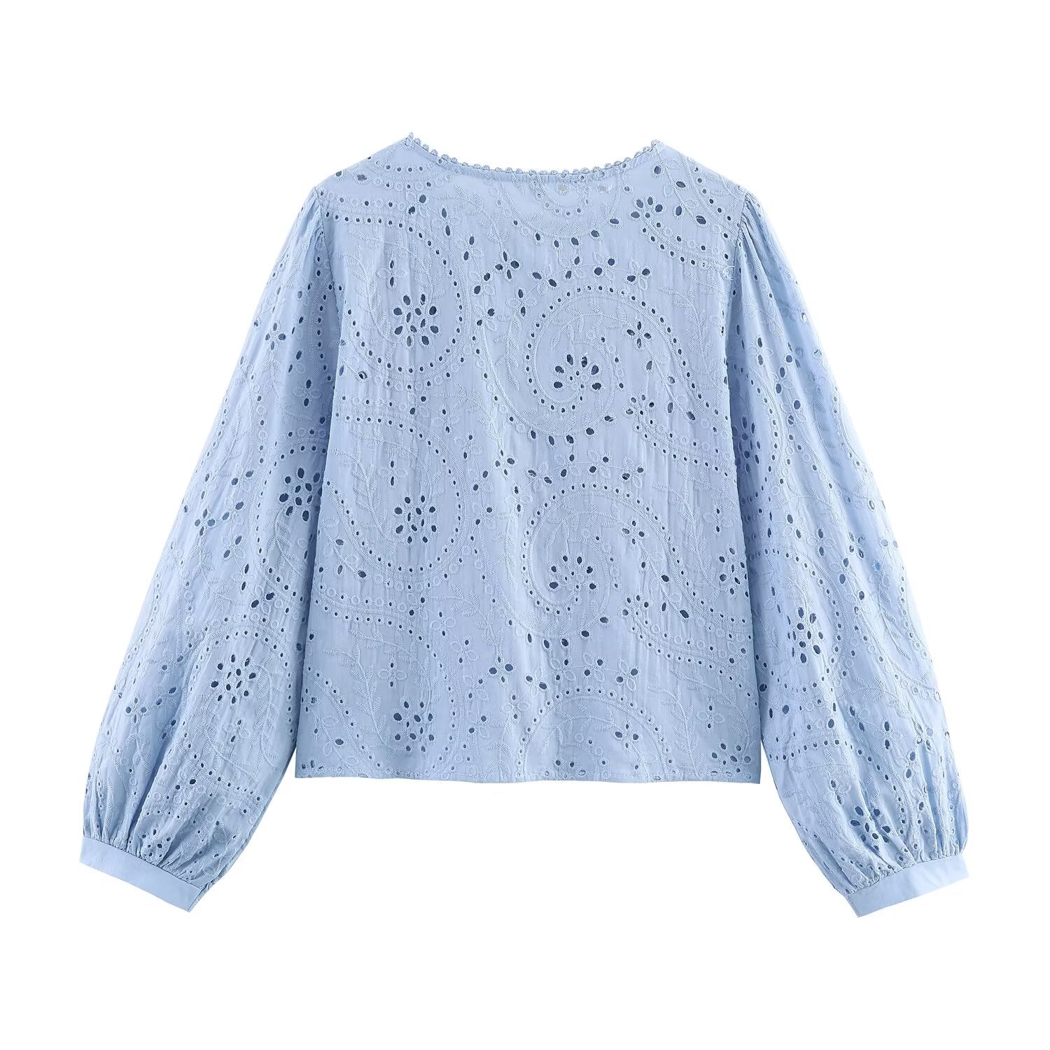 Women Clothing Autumn Hollowed out Embroidered Shirt - P's One-Stop Shop 