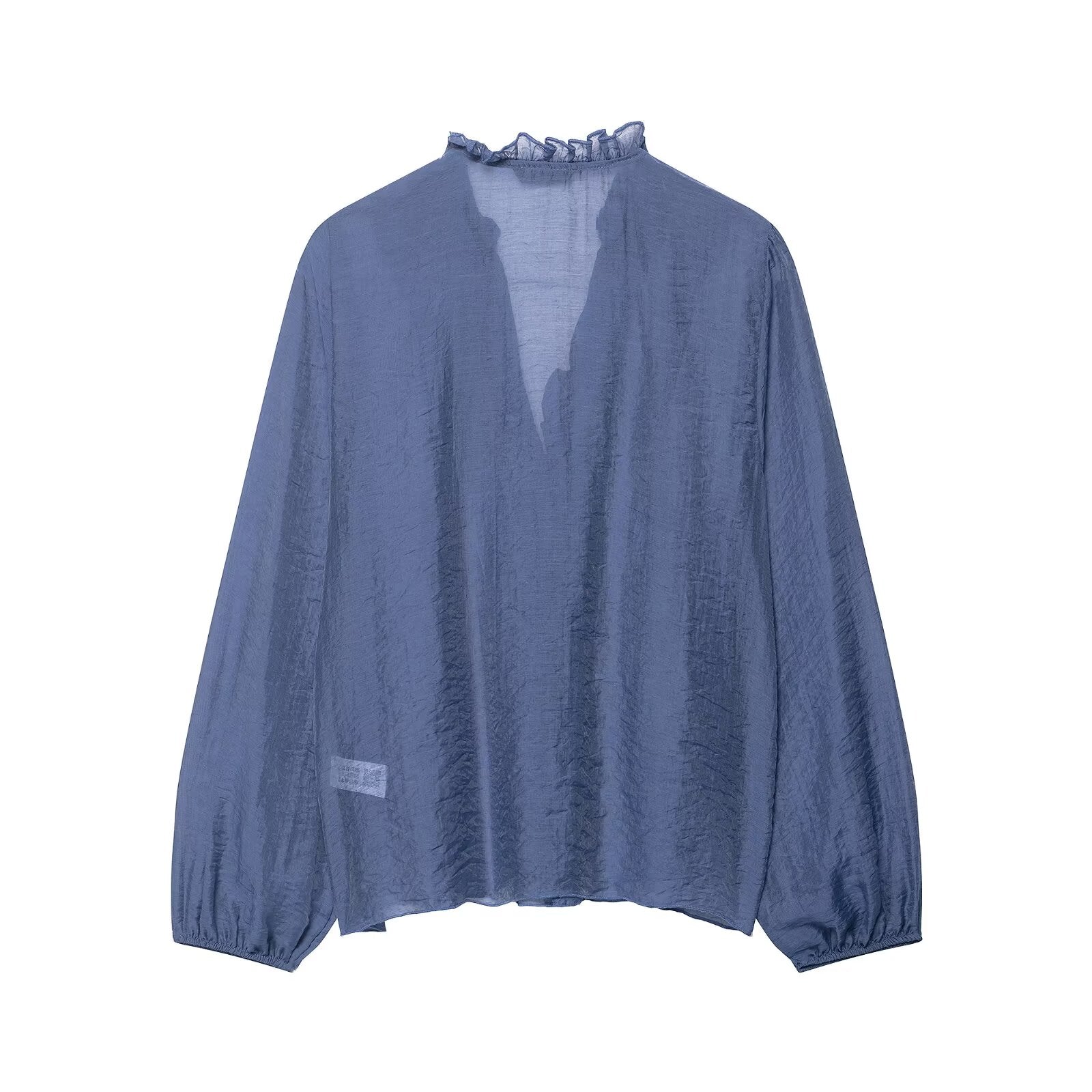 Women Clothing Autumn Laminated Decoration Long Sleeve Shirt - P's One-Stop Shop 
