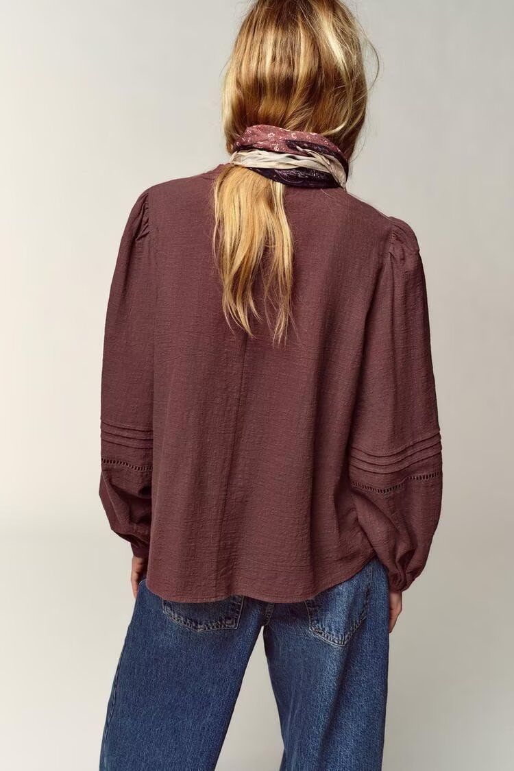 Women Clothing Casual Chest Embroidered Shirt - P's One-Stop Shop 