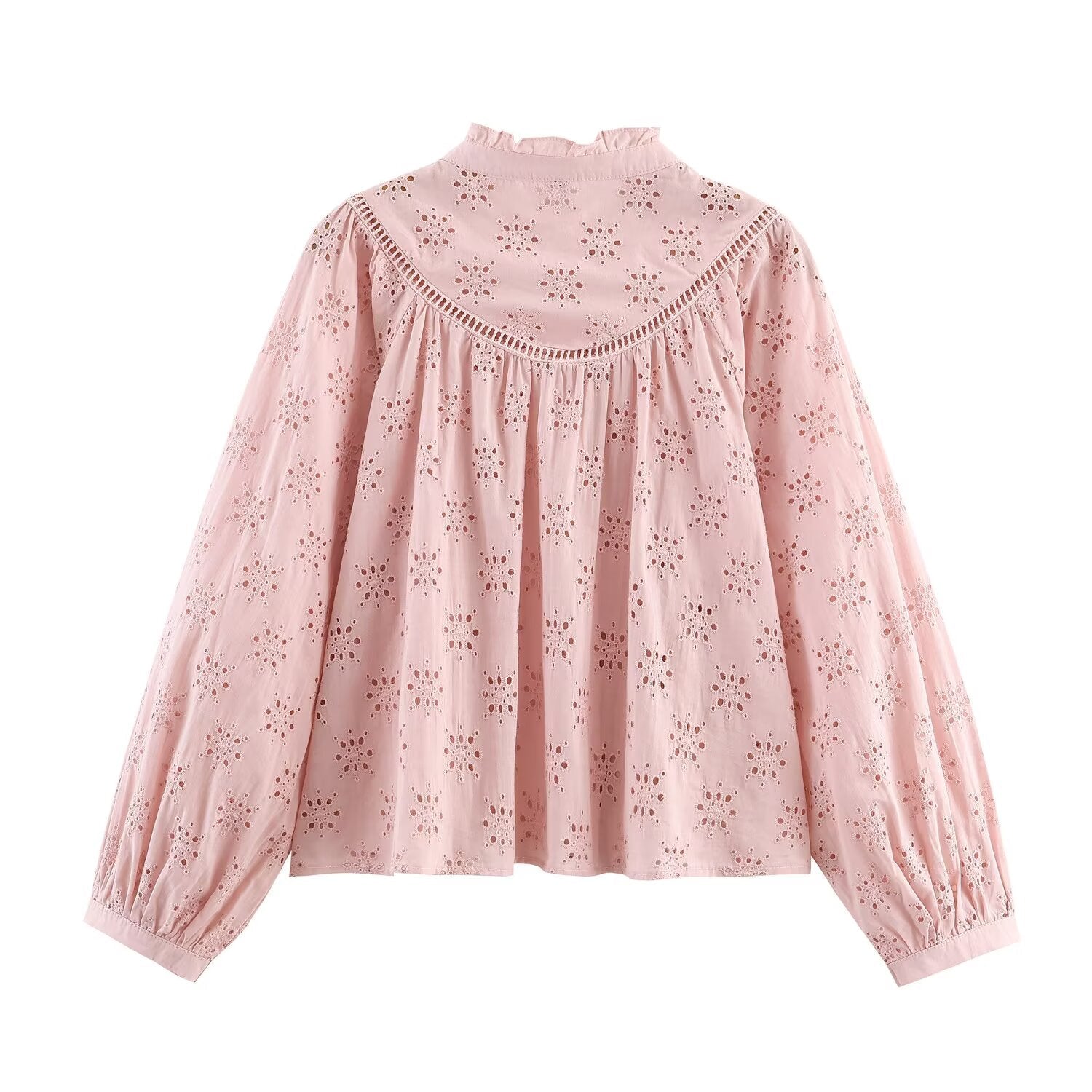 Women Clothing Casual Hollow Out Cutout Embroidered Shirt - P's One-Stop Shop 