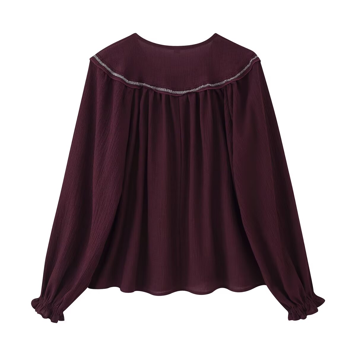 Women Long Sleeve Casual Beaded Embroidered Shirt - P's One-Stop Shop 