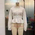 Women Solid Color Casual Button Slim Fit Cardigan Shirt Puff Sleeve Top - P's One-Stop Shop 