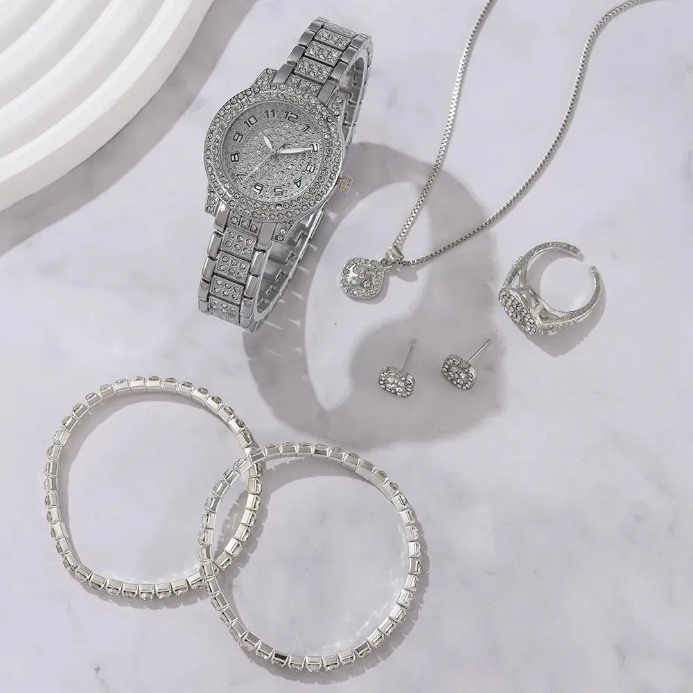 Women Watch Luxury Elegant Alloy Watch 6pcs - P's One-Stop Shop 