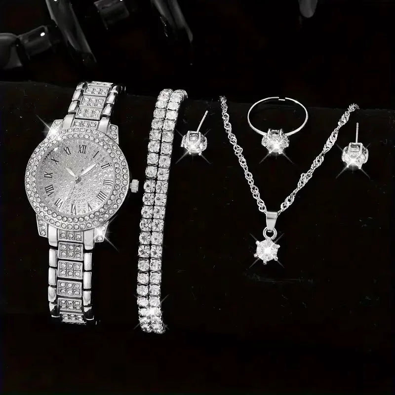 Women Watch Luxury Elegant Alloy Watch 6pcs - P's One-Stop Shop 