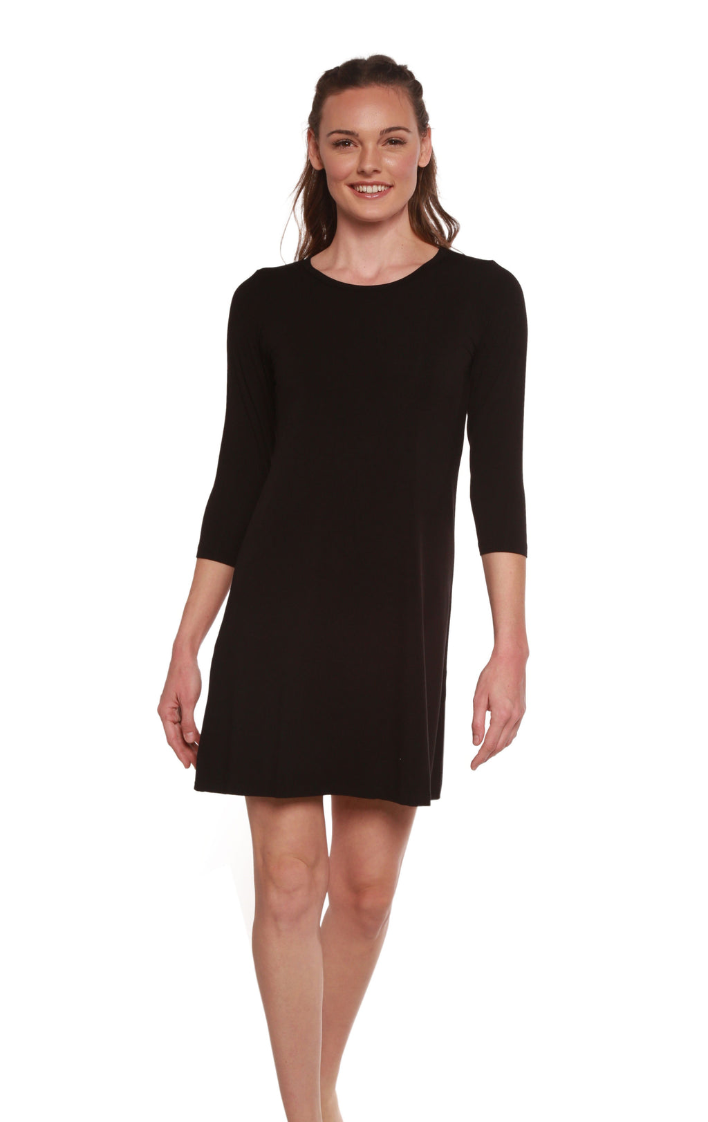 Women's A-Line Bamboo Viscose Dress in Black - P's One-Stop Shop 