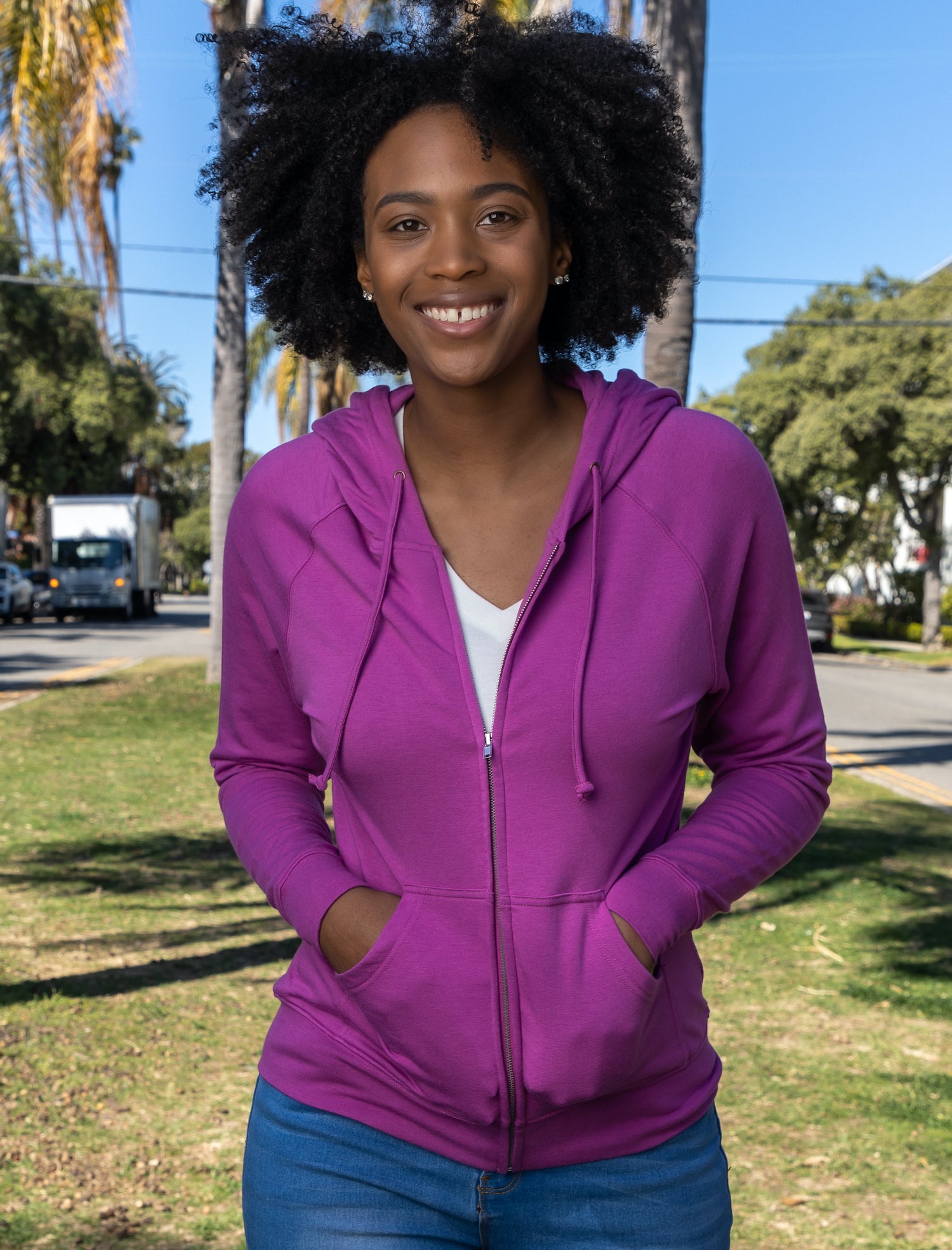 Women's Bamboo French Terry Zip Hooded Sweatshirt - P's One-Stop Shop 
