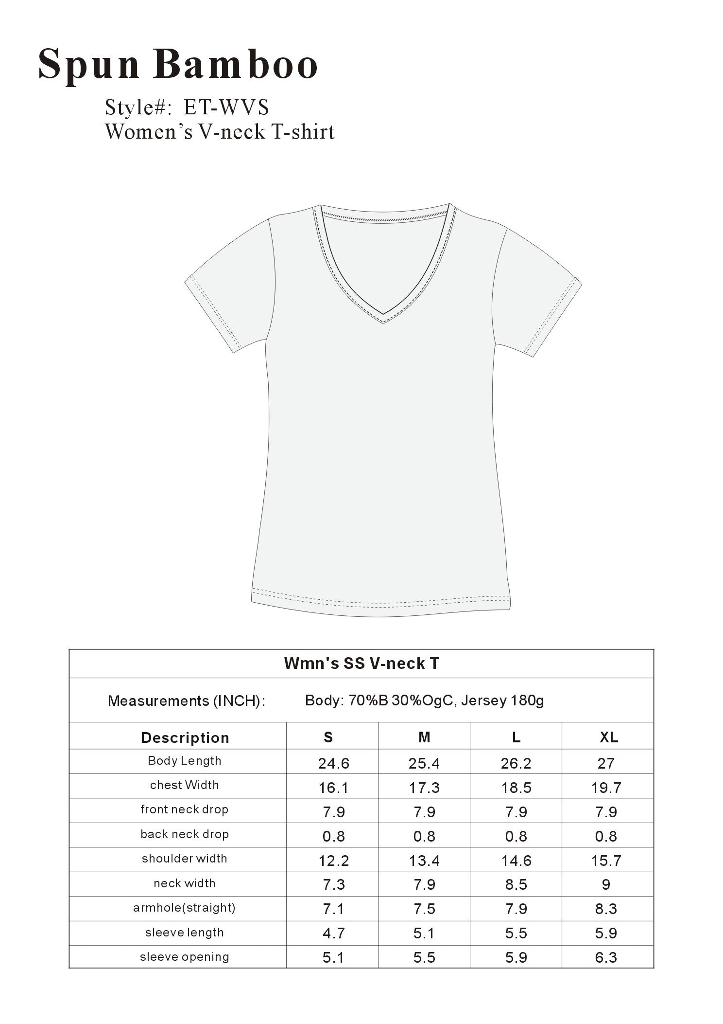 Women's Bamboo Viscose/Cotton V-Neck Cap Sleeve T-Shirt - P's One-Stop Shop 