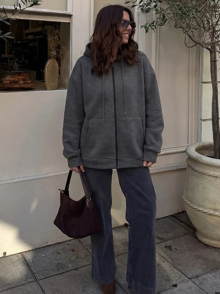 Women's Casual Zipper Hoodie with Pockets - P's One-Stop Shop 