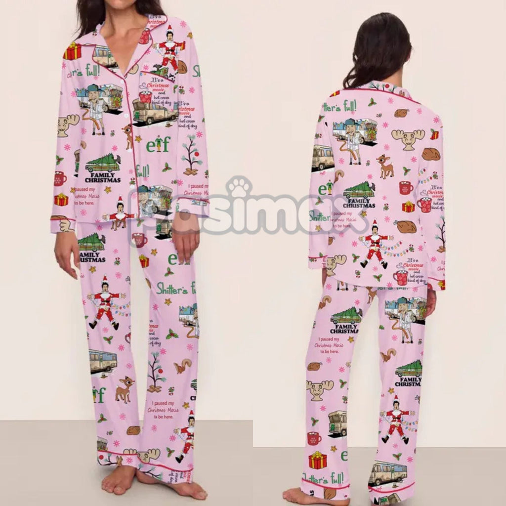 Women's Christmas Pajama Set - Elegant Long Sleeve Top & Pants, Comfortable Home Wear for Fall Winter & Holiday Gift - P's One-Stop Shop 