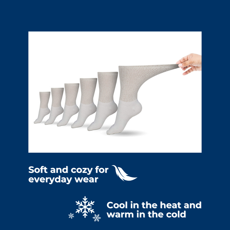Women's Cotton Diabetic Crew Socks (6 Pair) - P's One-Stop Shop 