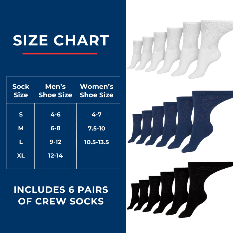 Women's Cotton Diabetic Crew Socks (Assorted) - P's One-Stop Shop 