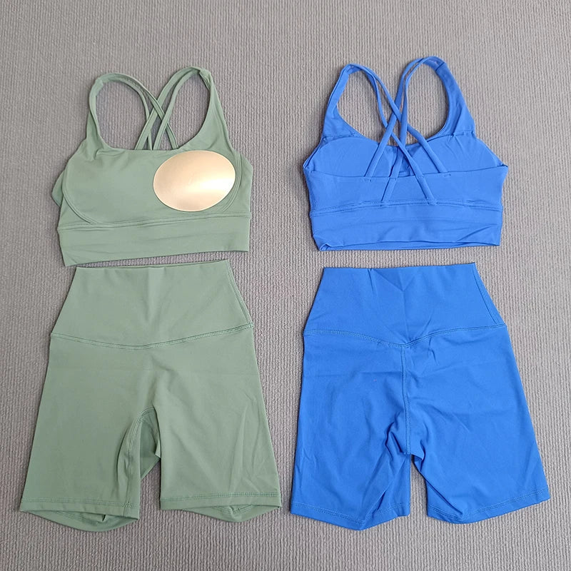 Women's Cross Back Yoga Set with Pockets - P's One-Stop Shop 