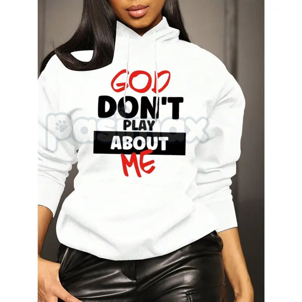 Women's Front Slogan Letter Print Hooded Sweatshirt – Casual Graphic Pullover, Trendy Statement Hoodie - P's One-Stop Shop 