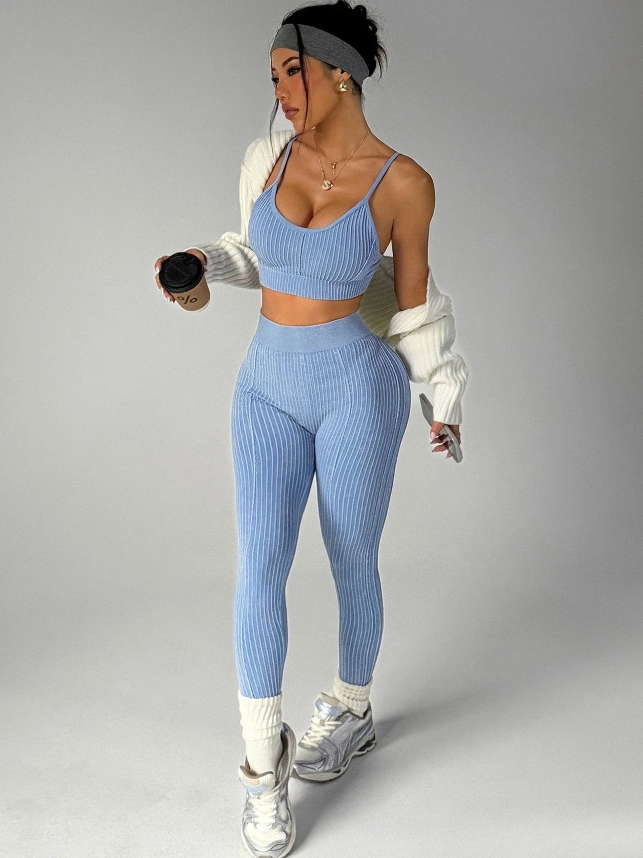 Women's Seamless Cropped Top & Pants Set - P's One-Stop Shop 