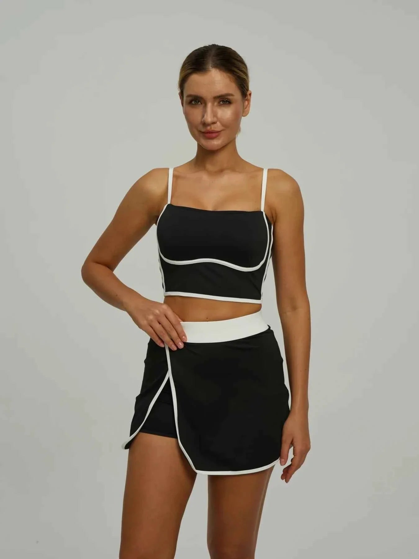 Women's Sports Set: Padded Crop Top & Pocket Skort - P's One-Stop Shop 