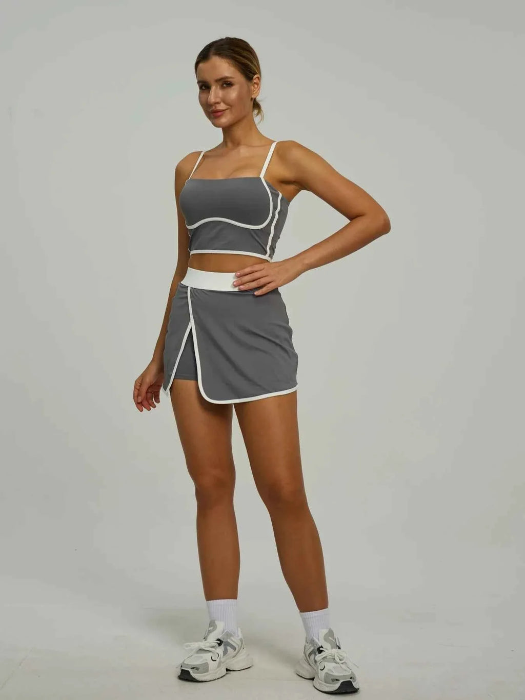Women's Sports Set: Padded Crop Top & Pocket Skort - P's One-Stop Shop 