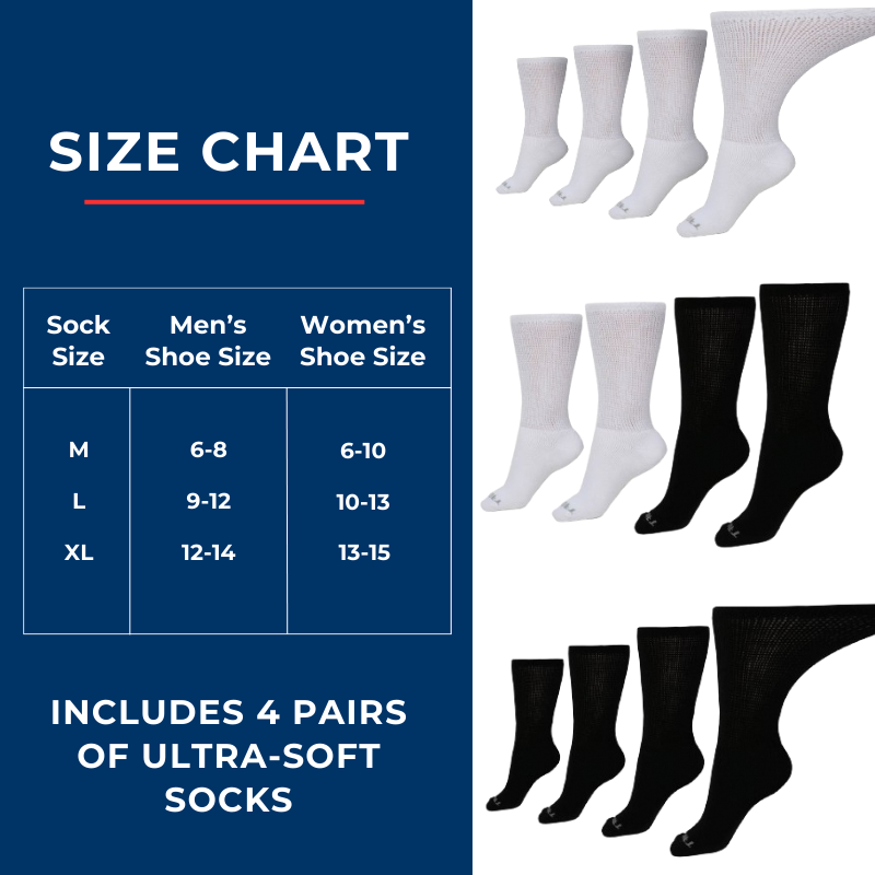 Women's Ultra-Soft Upper Calf Diabetic Socks (4 Pair) - P's One-Stop Shop 