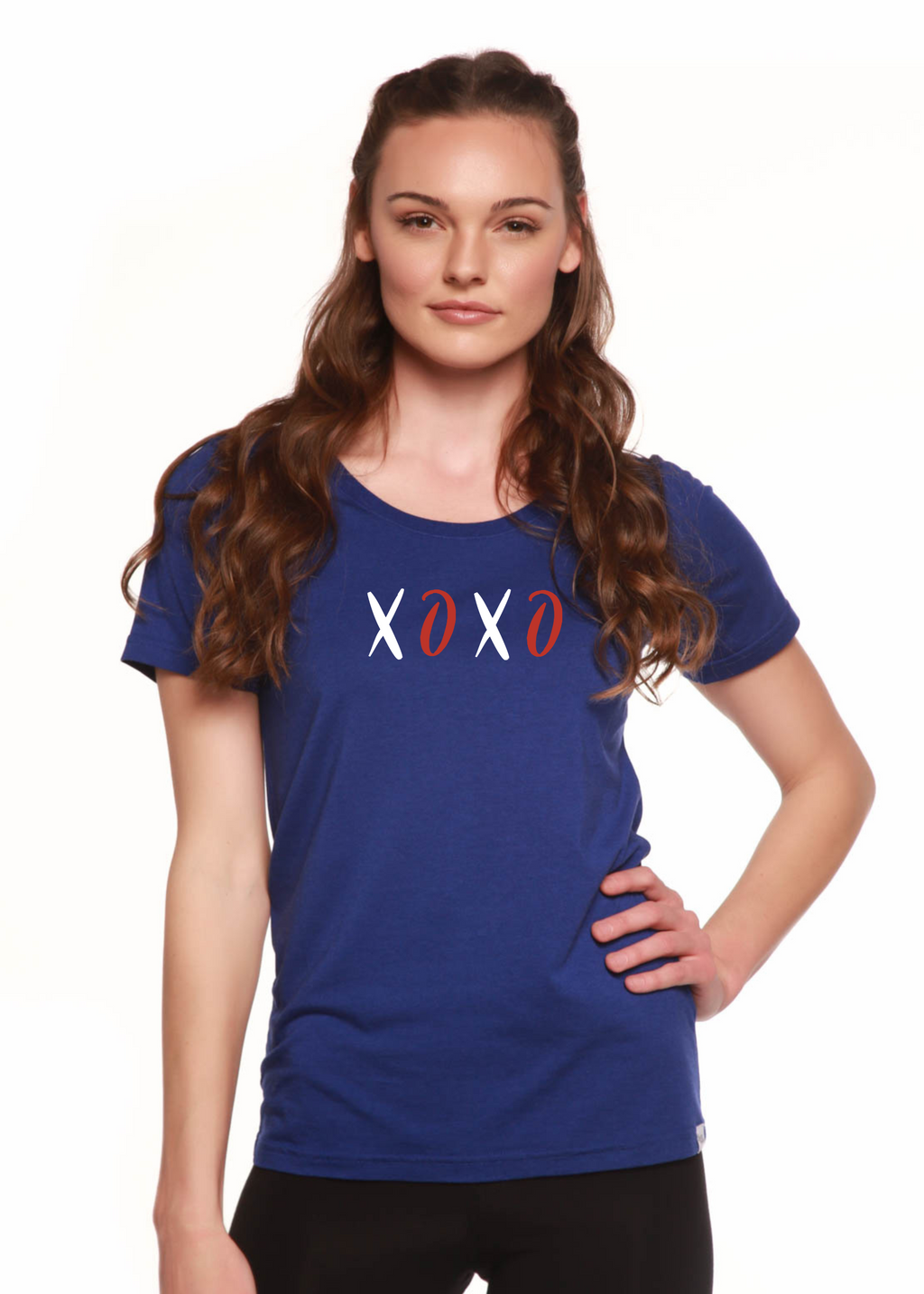 XOXO Women's Bamboo Sleeve Scoop Neck Graphic T-Shirt - P's One-Stop Shop 